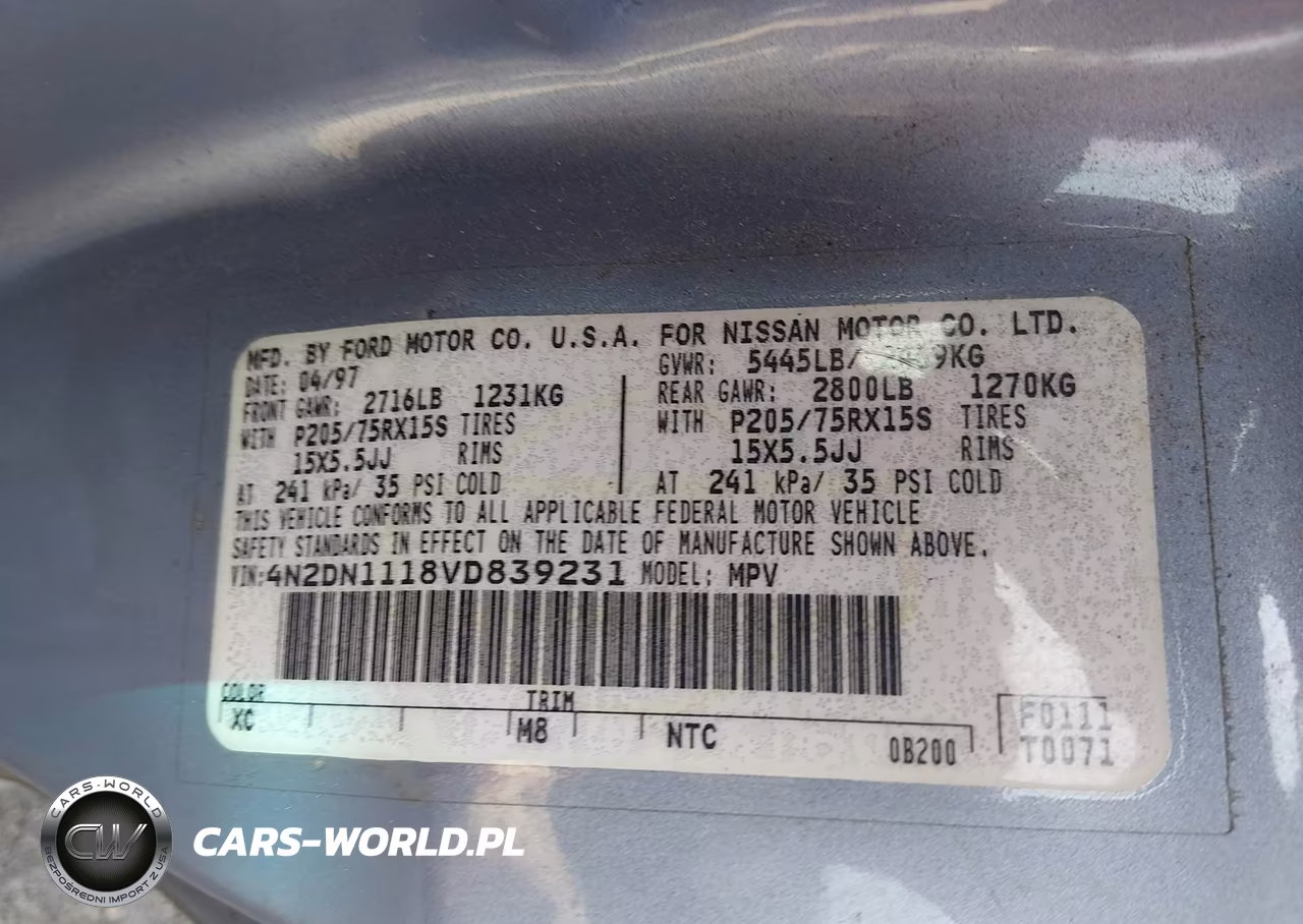 1997 Nissan Quest Gxe-Xe VIN:4N2DN1118VD839231 - 9