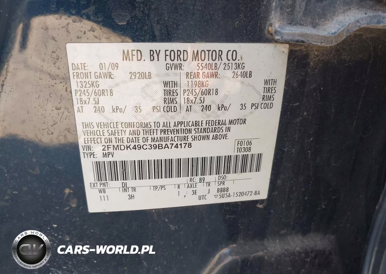2009 Ford Edge Limited VIN:2FMDK49C39BA74178 - 9