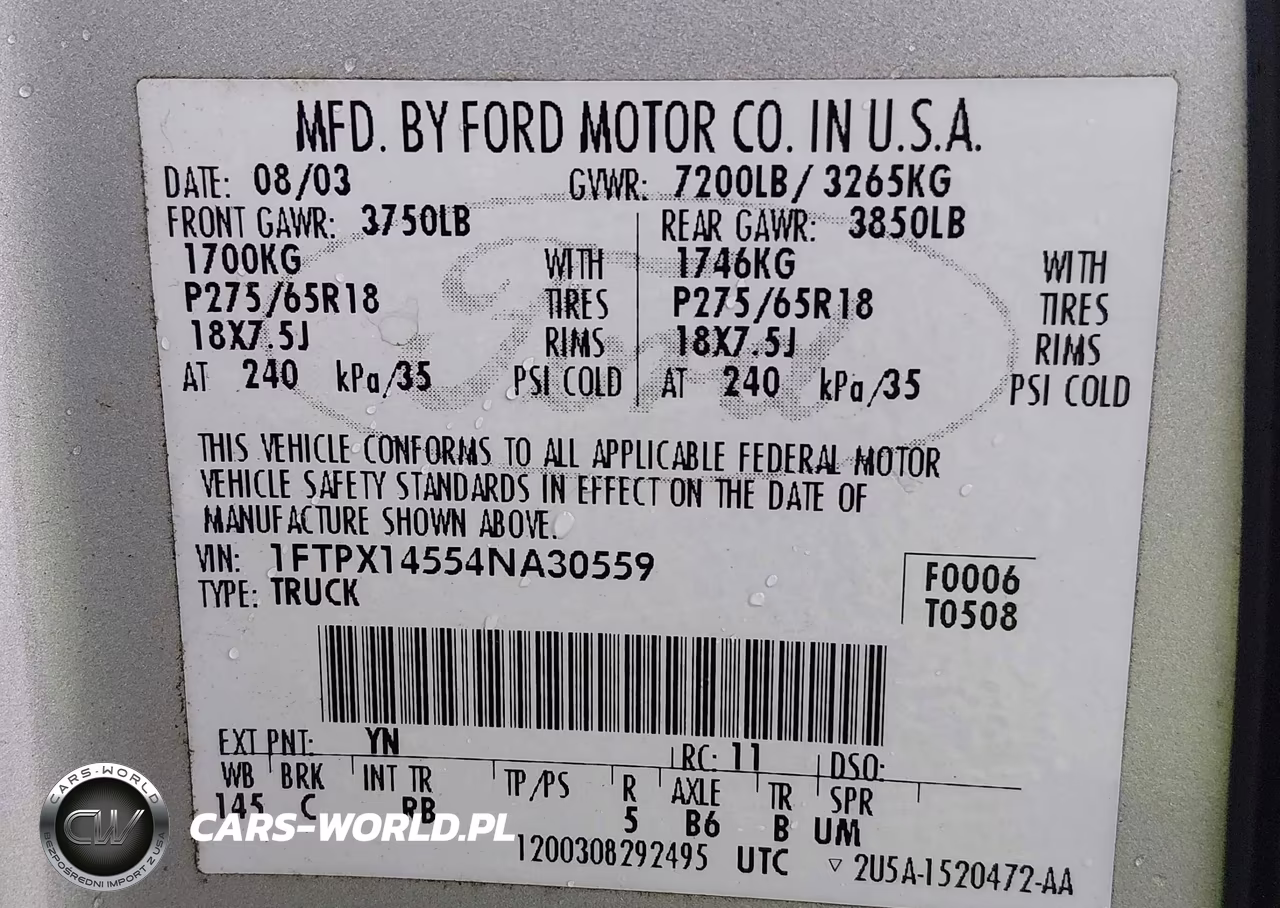 2004 Ford F-150 Fx4-Lariat-Xl-Xlt VIN:1FTPX14554NA30559 - 9