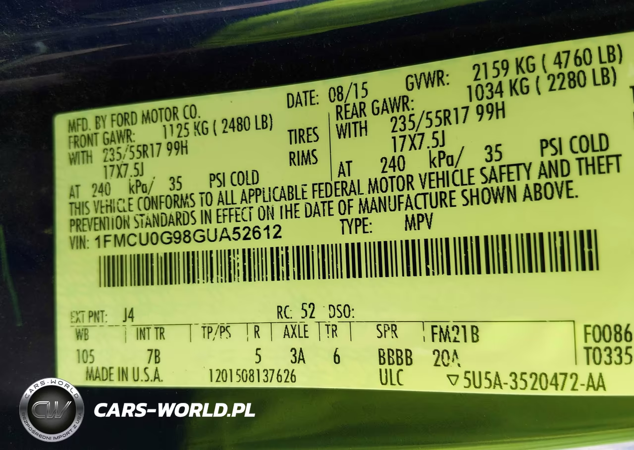 2016 Ford Escape Se VIN:1FMCU0G98GUA52612 - 9