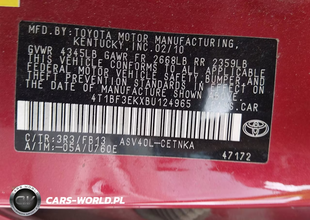 2011 Toyota Camry Le VIN:4T1BF3EKXBU124965 - 9