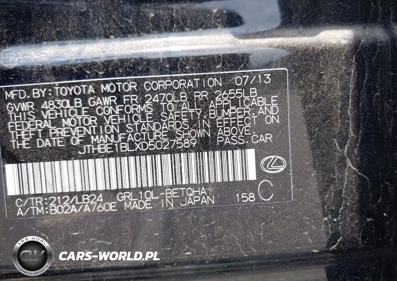 2013 Lexus Gs 350 VIN:JTHBE1BLXD5027589 - 9