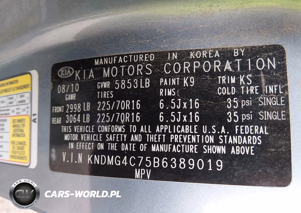 2011 Kia Sedona Lx VIN:KNDMG4C75B6389019 - 9
