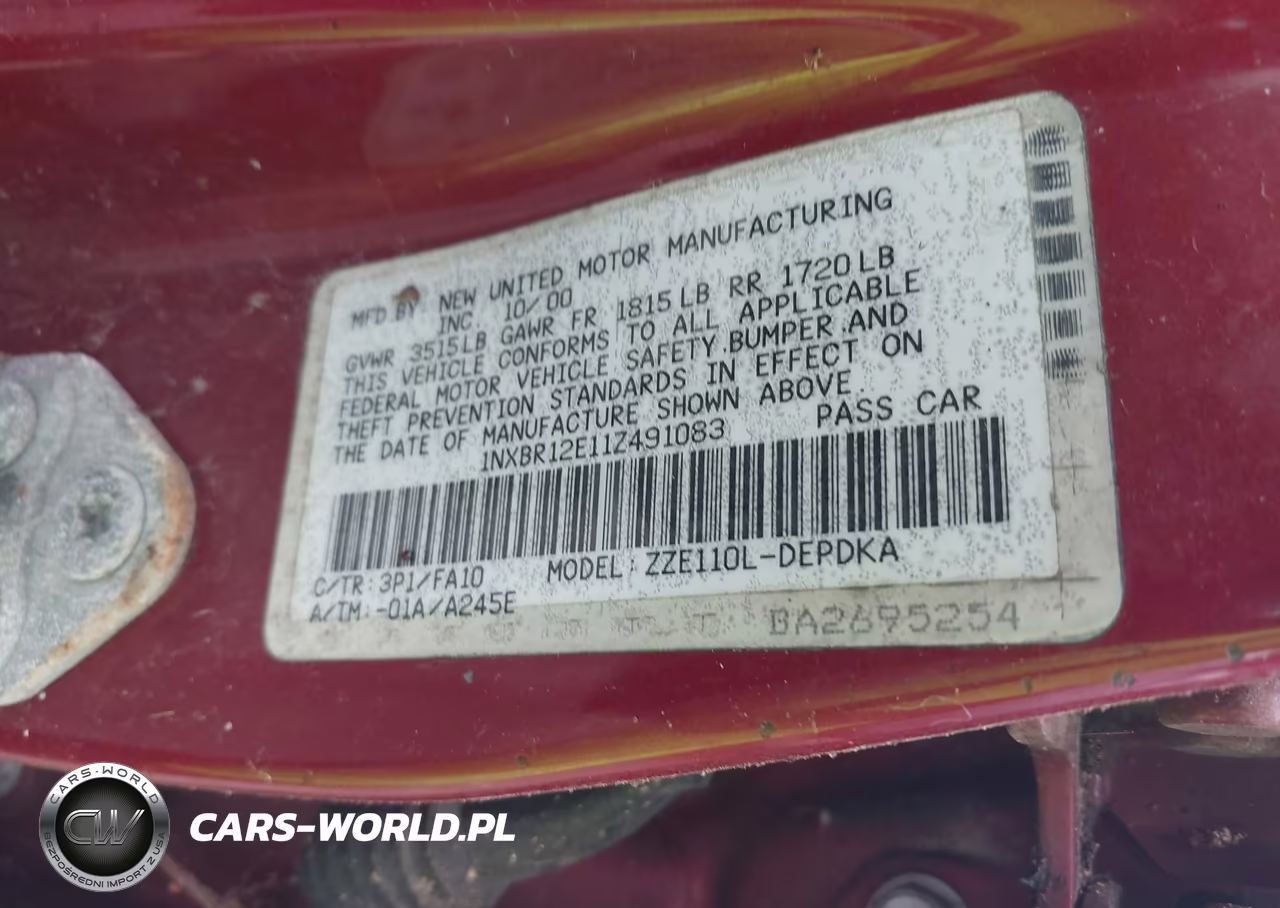 2001 Toyota Corolla Le VIN:1NXBR12E11Z491083 - 9