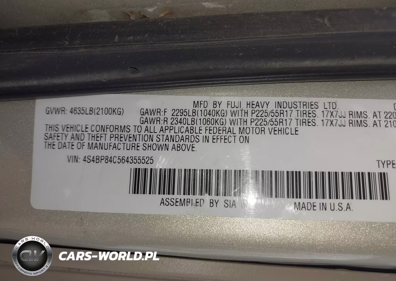 2006 Subaru Outback 3.0R VIN:4S4BP84C564355525 - 9