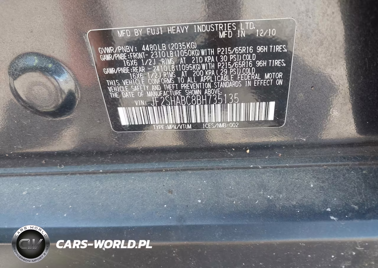 2011 Subaru Forester 2.5X VIN:JF2SHABC8BH735135 - 9