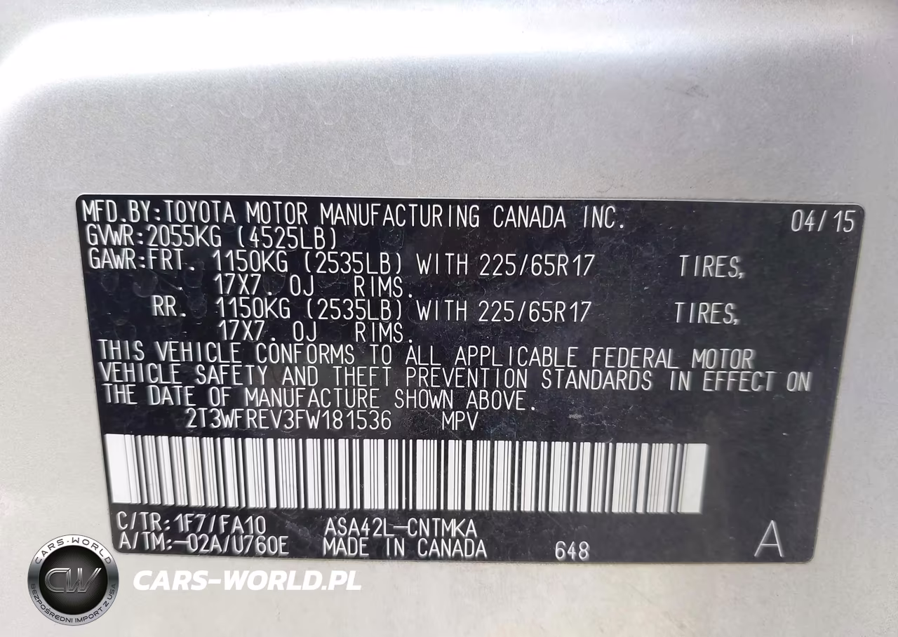2015 Toyota Rav4 Xle VIN:2T3WFREV3FW181536 - 9