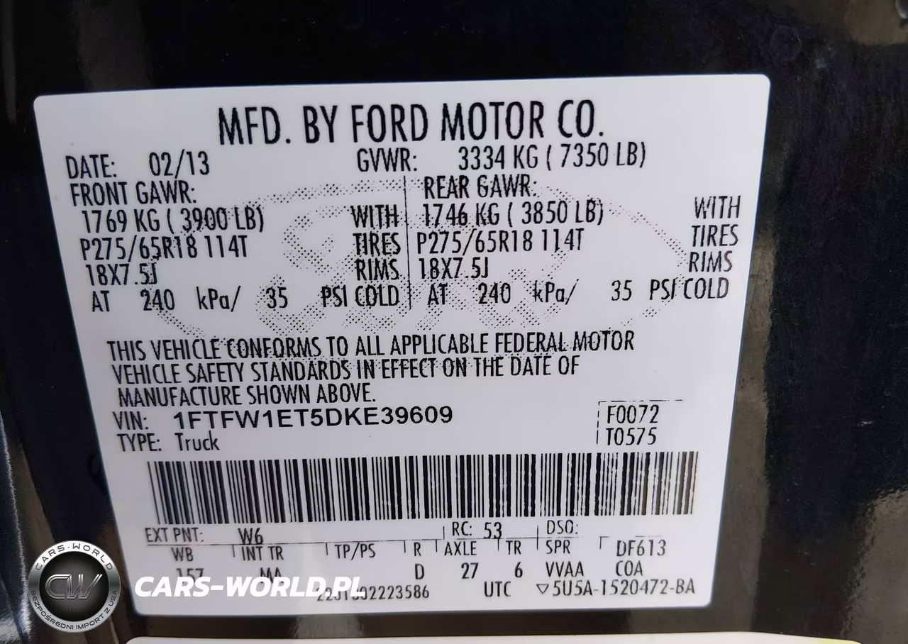 2013 Ford F-150 Xlt VIN:1FTFW1ET5DKE39609 - 9