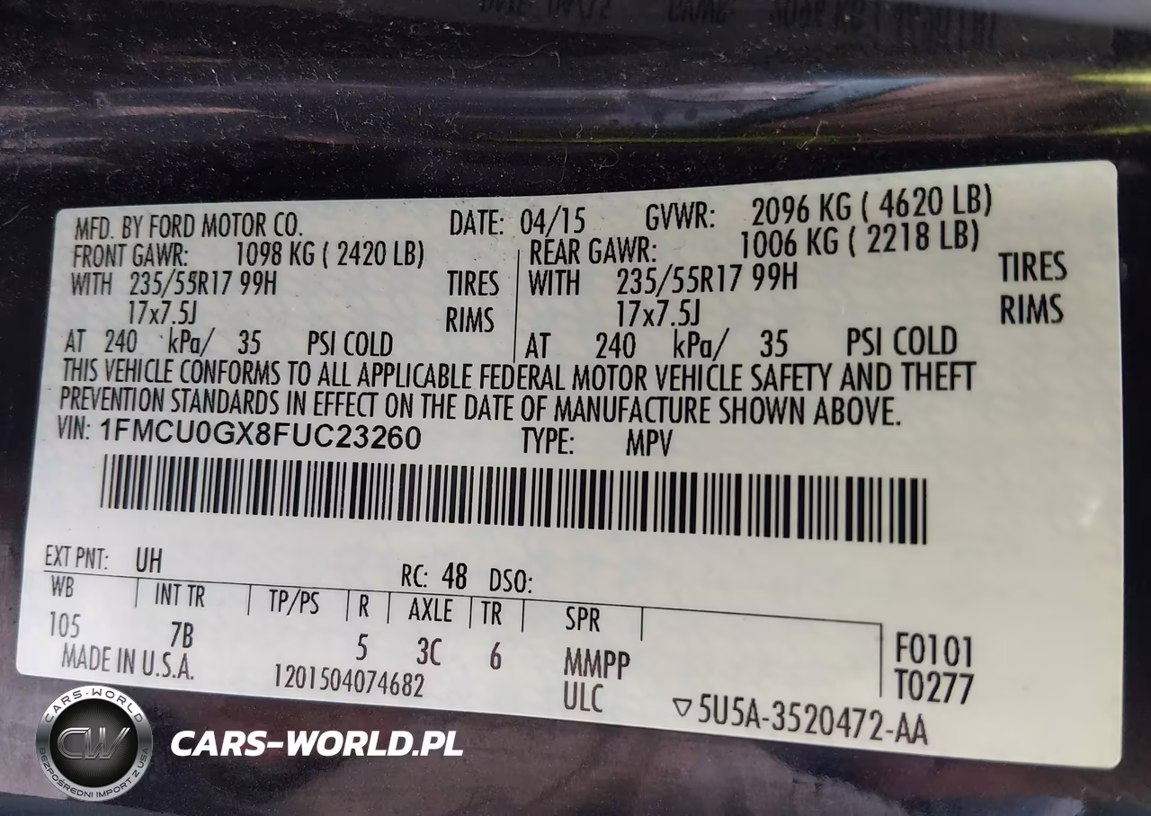 2015 Ford Escape Se VIN:1FMCU0GX8FUC23260 - 9