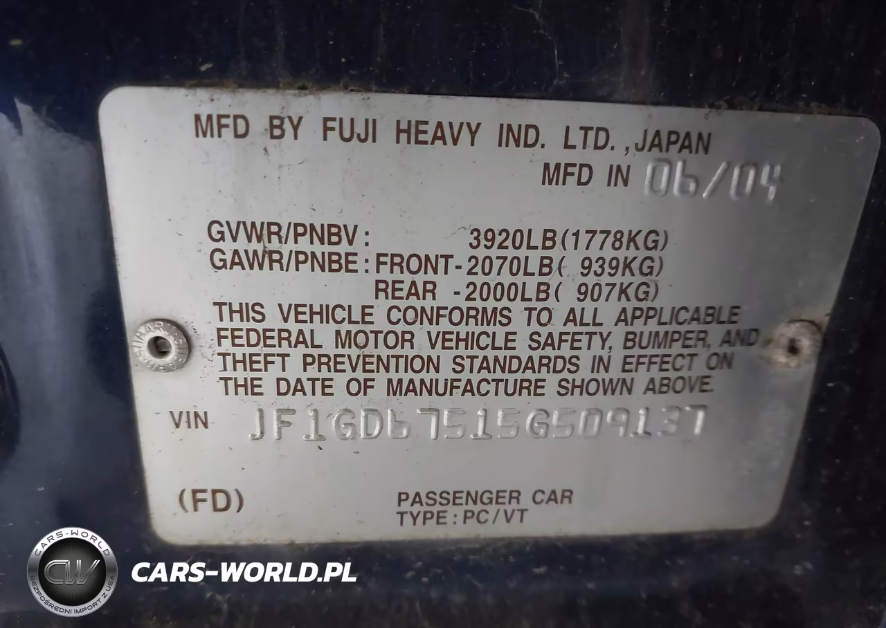2005 Subaru Impreza 2.5Rs VIN:JF1GD67515G509137 - 9