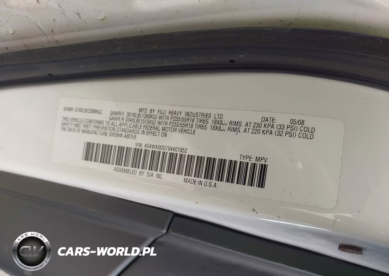 2009 Subaru Tribeca Limited 7-Passenger VIN:4S4WX90D794401852 - 9