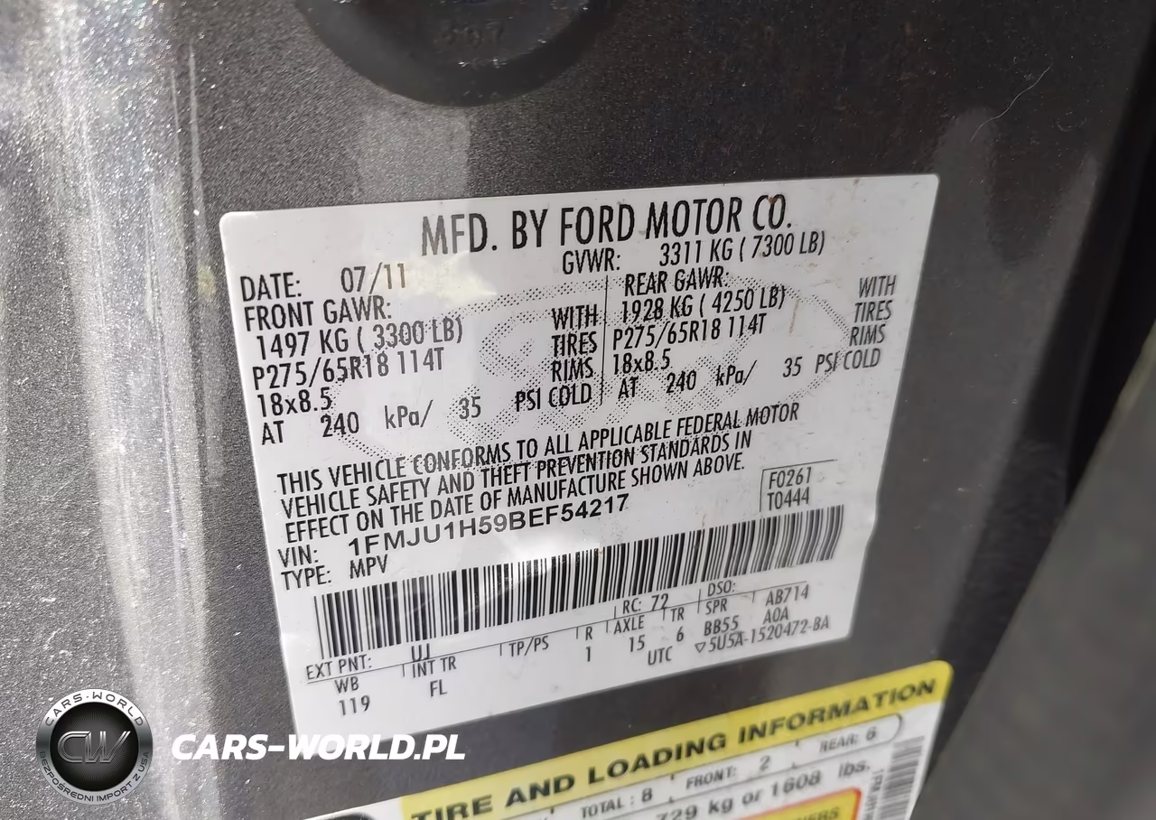 2011 Ford Expedition Xlt VIN:1FMJU1H59BEF54217 - 9