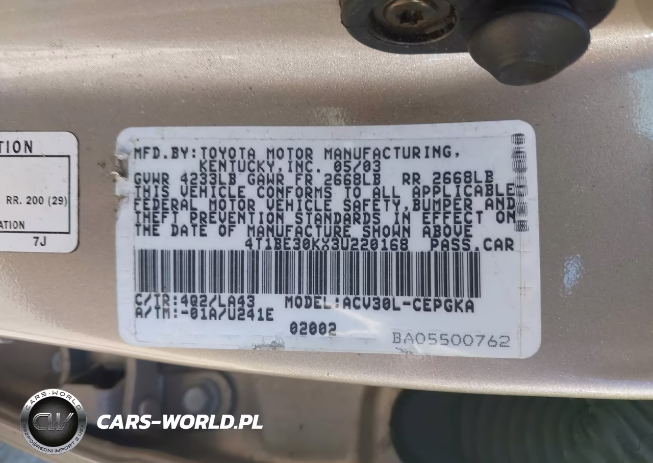 2003 Toyota Camry Xle VIN:4T1BE30KX3U220168 - 9