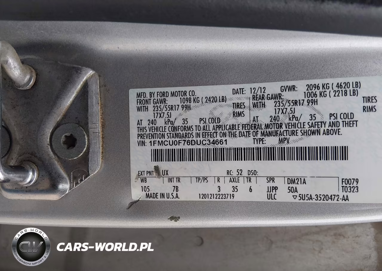 2013 Ford Escape S VIN:1FMCU0F76DUC34661 - 9