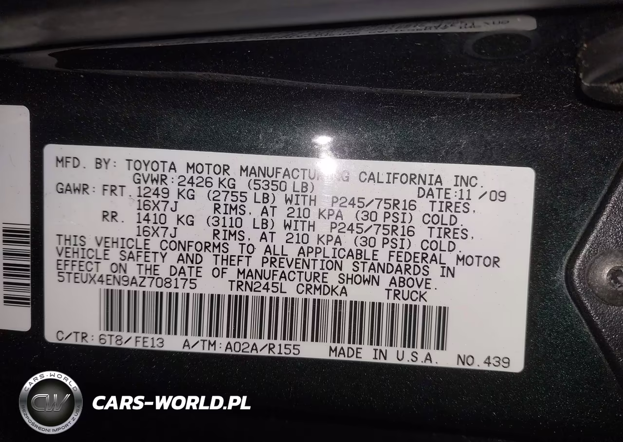 2010 Toyota Tacoma VIN:5TEUX4EN9AZ708175 - 9