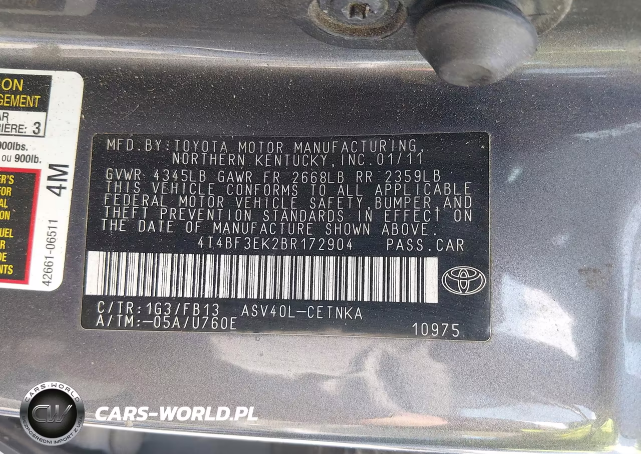 2011 Toyota Camry Le VIN:4T4BF3EK2BR172904 - 9
