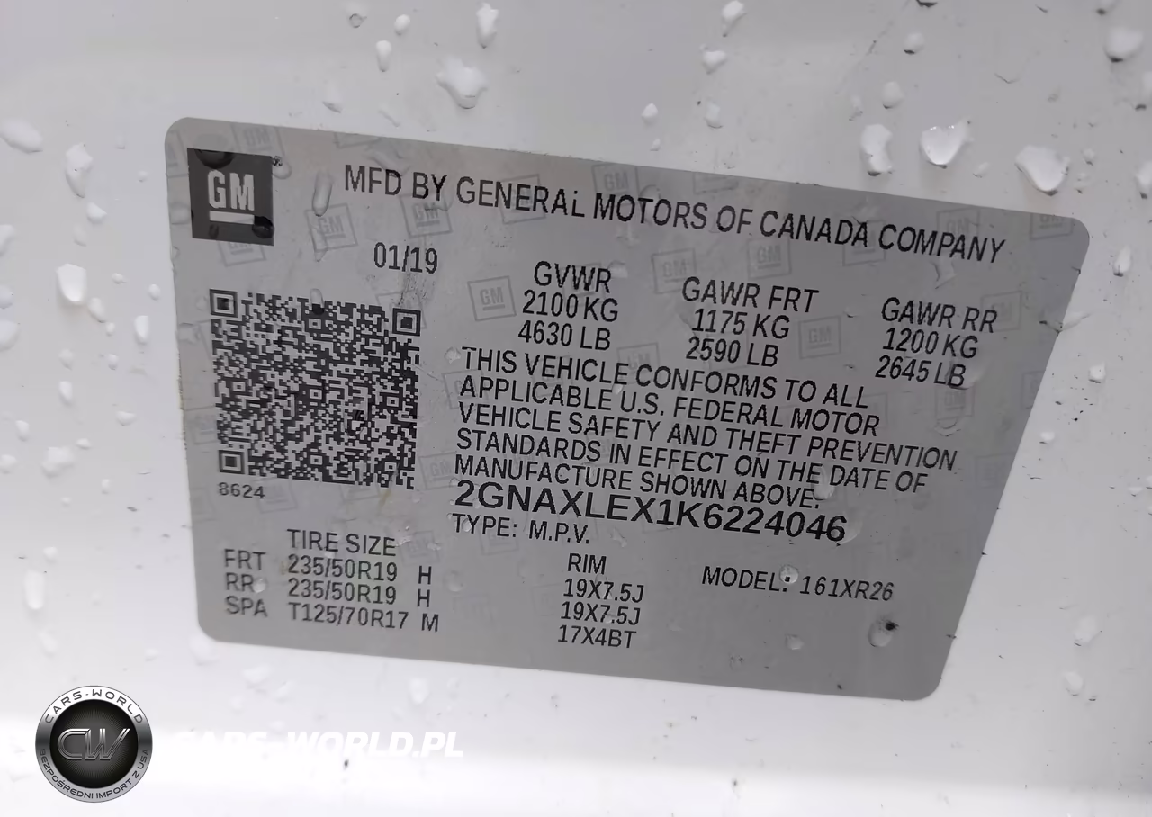 2019 Chevrolet Equinox Lt VIN:2GNAXLEX1K6224046 - 9