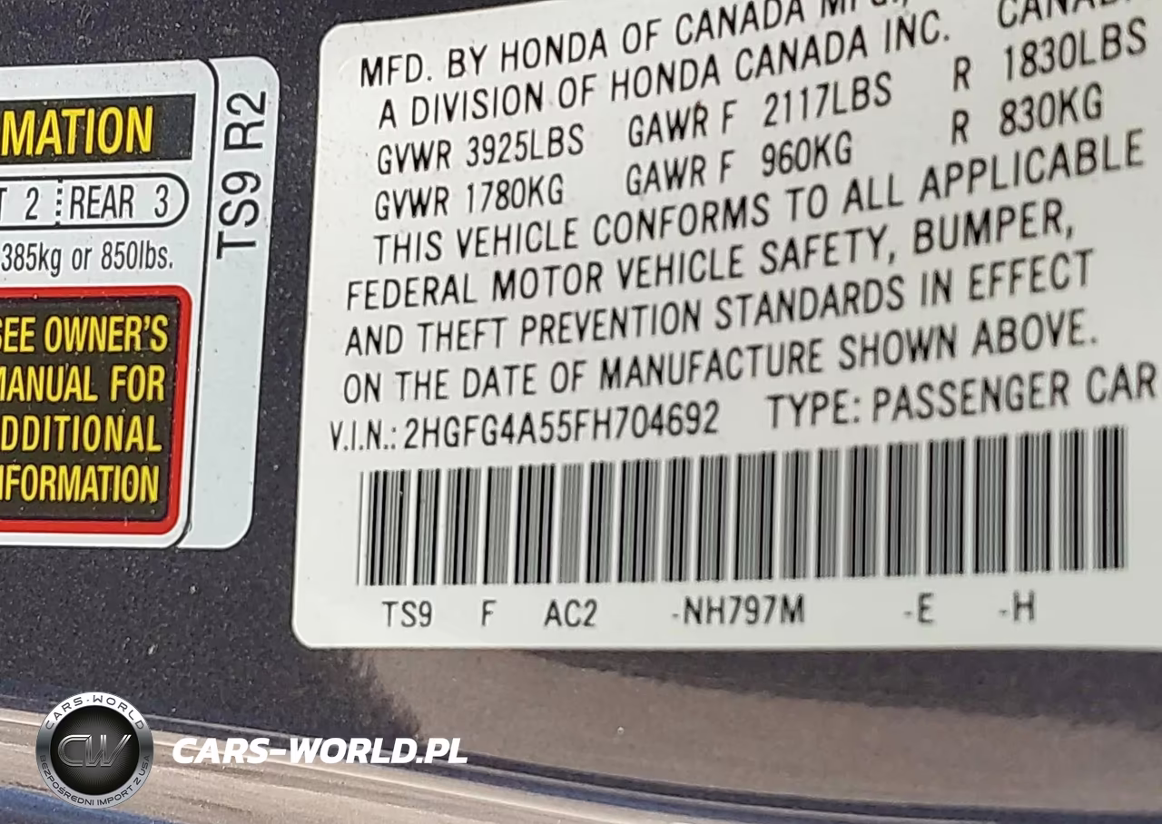 2015 Honda Civic Si VIN:2HGFG4A55FH704692 - 9