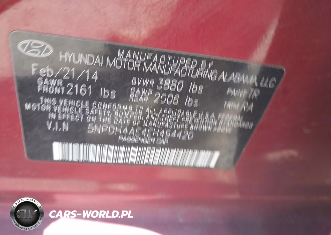2014 Hyundai Elantra Se VIN:5NPDH4AE4EH494420 - 9