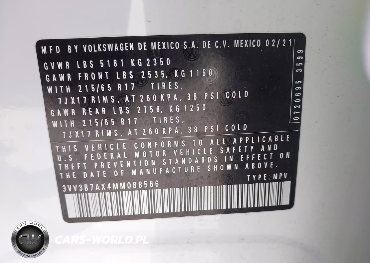 2021 Volkswagen Tiguan 2.0T Se-2.0T Se R-Line Black-2.0T Sel VIN:3VV3B7AX4MM088566 - 9