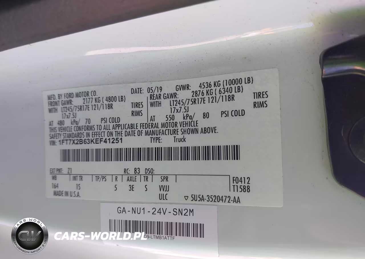 2019 Ford F-250 Xl VIN:1FT7X2B63KEF41251 - 9