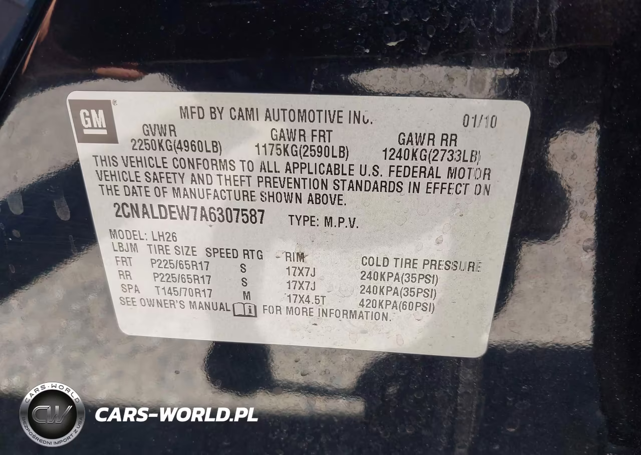 2010 Chevrolet Equinox Lt VIN:2CNALDEW7A6307587 - 9