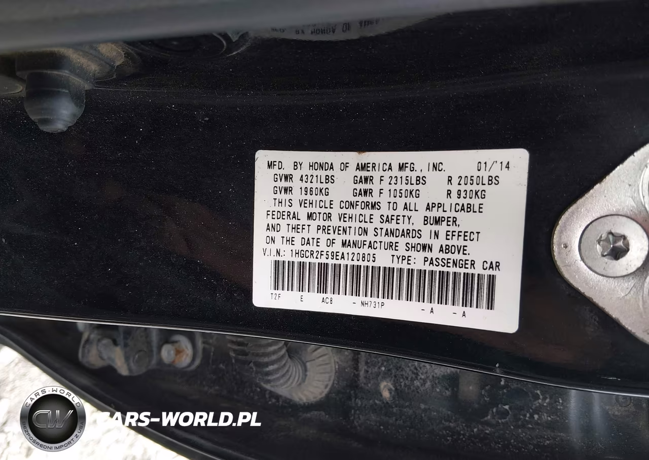 2014 Honda Accord Sport VIN:1HGCR2F59EA120805 - 9