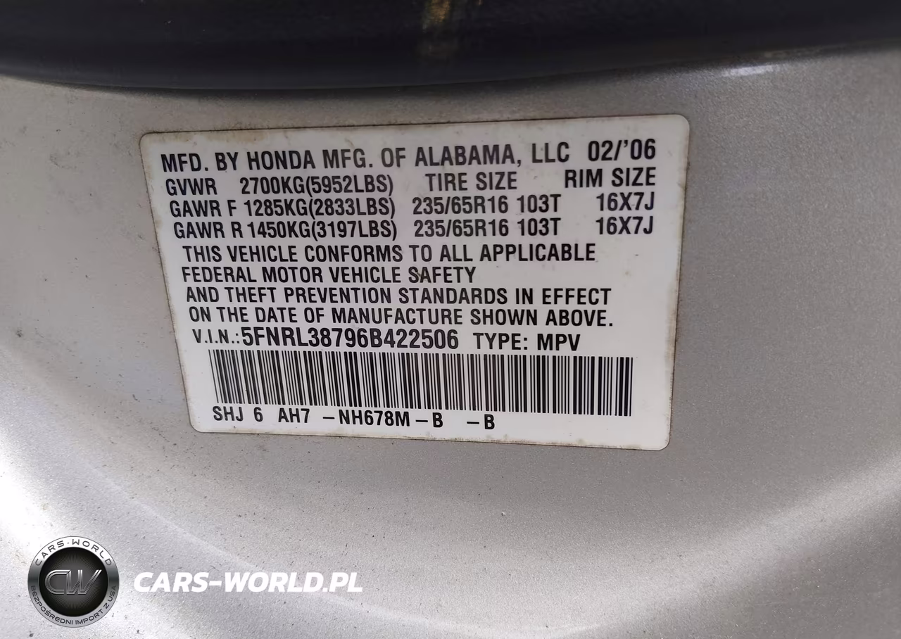 2006 Honda Odyssey Ex-L VIN:5FNRL38796B422506 - 9
