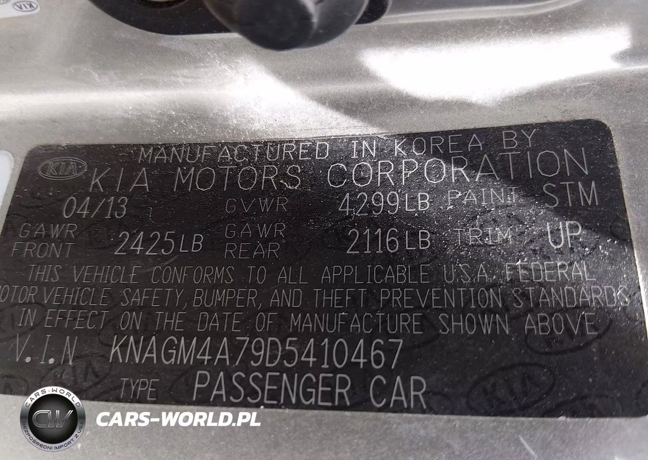 2013 Kia Optima Lx VIN:KNAGM4A79D5410467 - 9