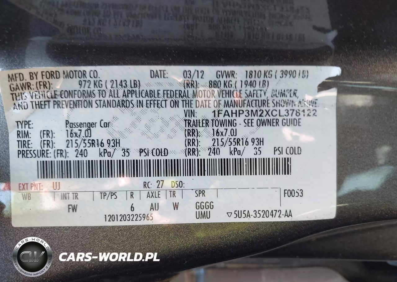 2012 Ford Focus Sel VIN:1FAHP3M2XCL378122 - 9