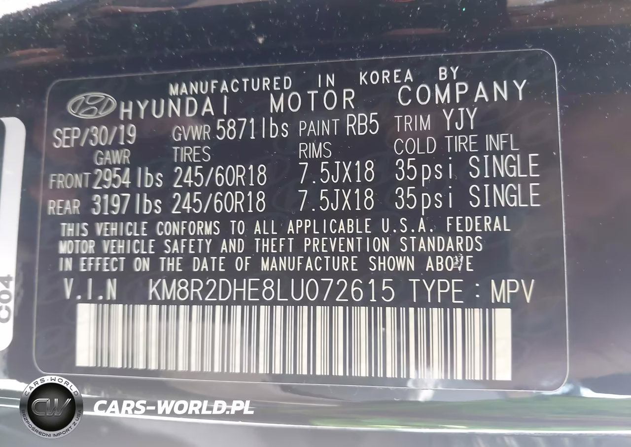 2020 Hyundai Palisade Sel VIN:KM8R2DHE8LU072615 - 9