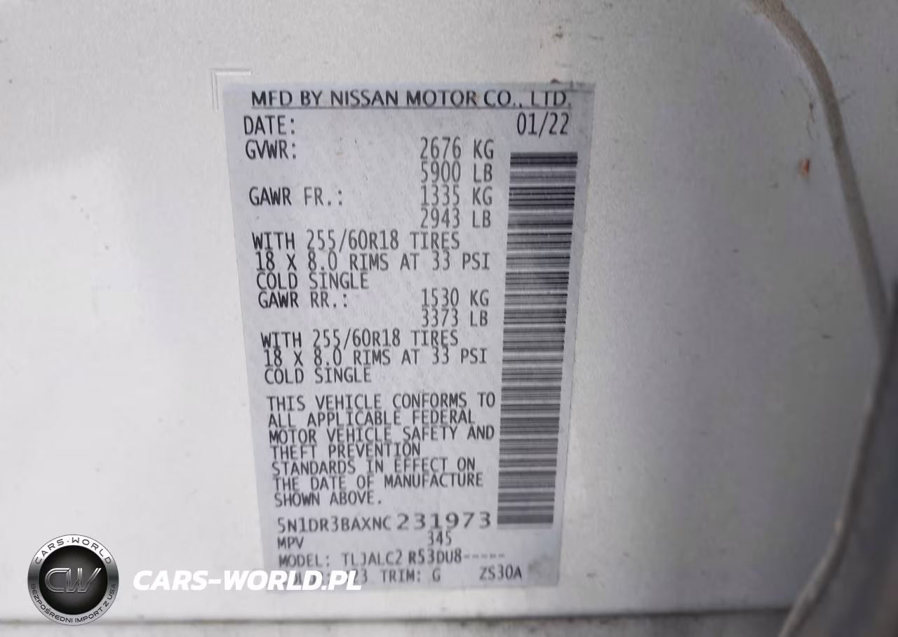2022 Nissan Pathfinder Sv 2Wd VIN:5N1DR3BAXNC231973 - 9