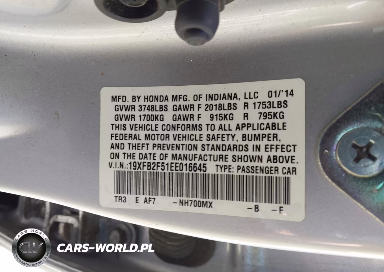 2014 Honda Civic Lx VIN:19XFB2F51EE016645 - 9