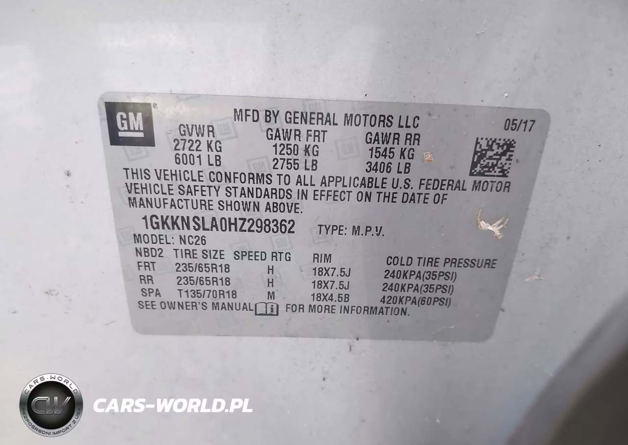 2017 GMC Acadia Sle-2 VIN:1GKKNSLA0HZ298362 - 9