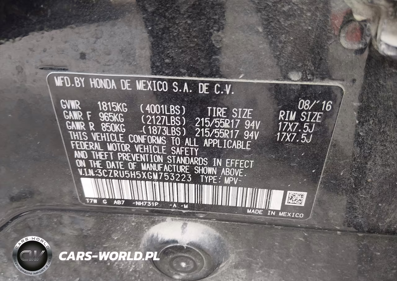 2016 Honda Hr-V Ex VIN:3CZRU5H5XGM753223 - 9