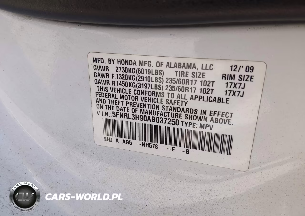 2010 Honda Odyssey Touring VIN:5FNRL3H90AB037250 - 9