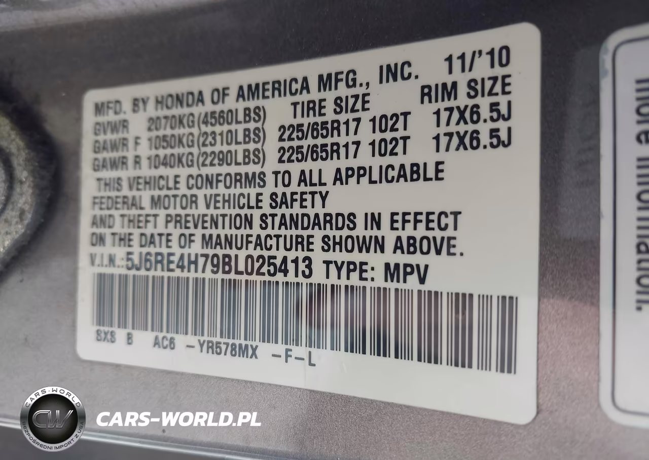 2011 Honda Cr-V Ex-L VIN:5J6RE4H79BL025413 - 9