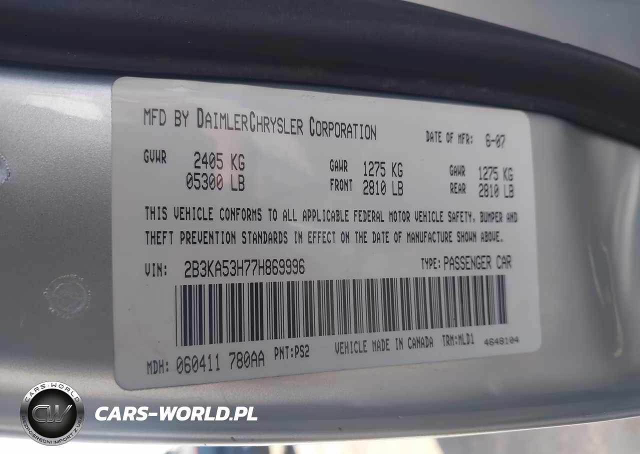 2007 Dodge Charger Rt VIN:2B3KA53H77H869996 - 9