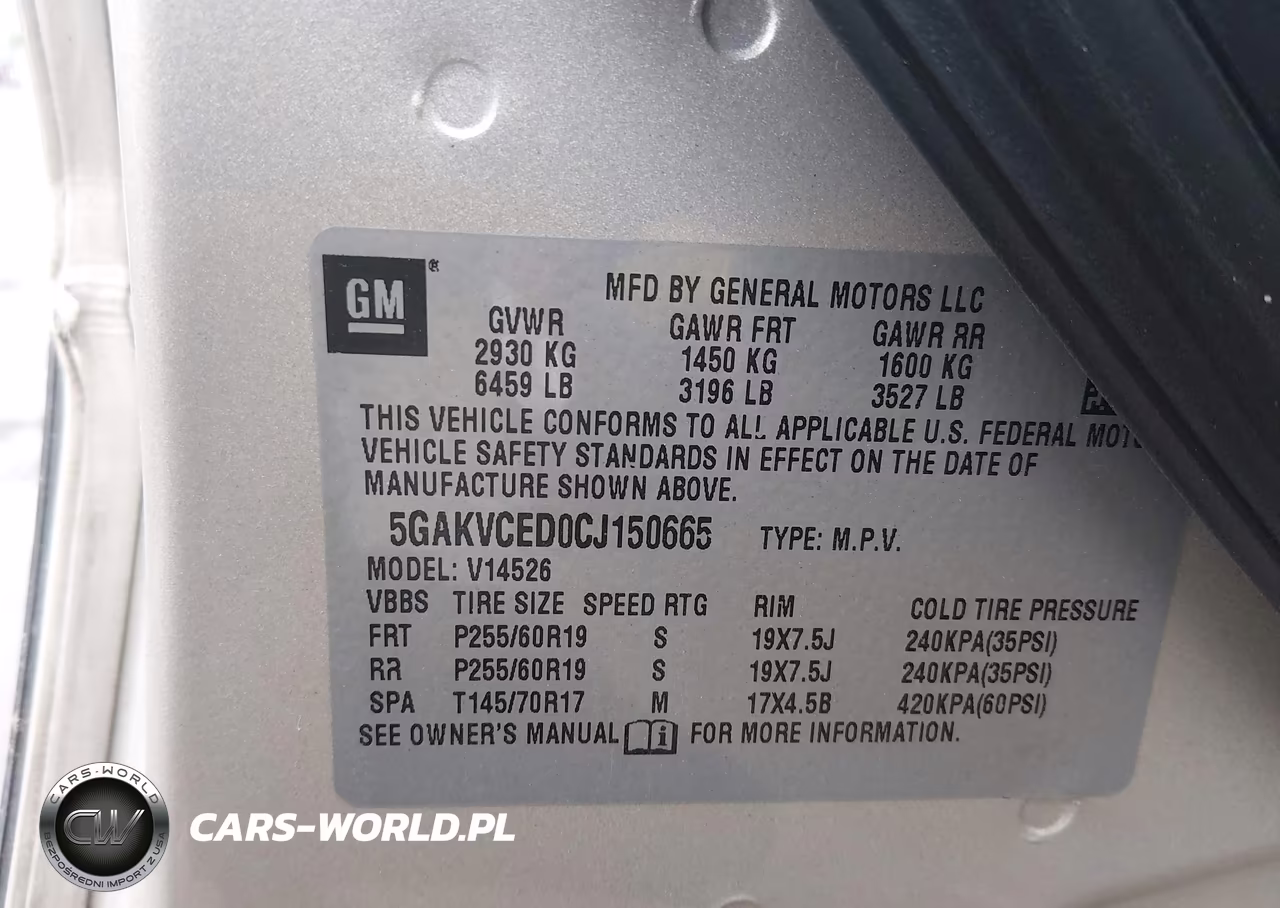 2012 Buick Enclave Leather VIN:5GAKVCED0CJ150665 - 9