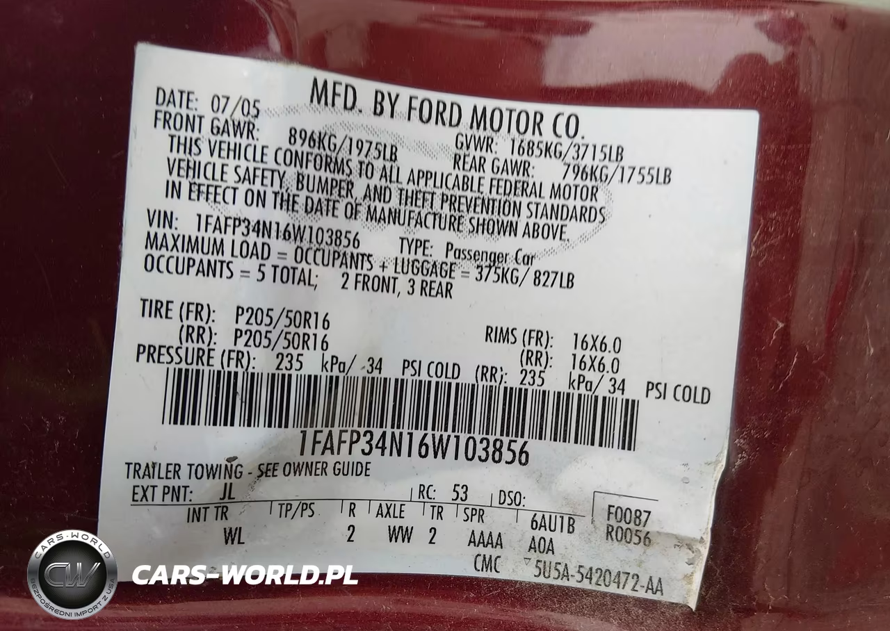 2006 Ford Focus Zx4 VIN:1FAFP34N16W103856 - 9