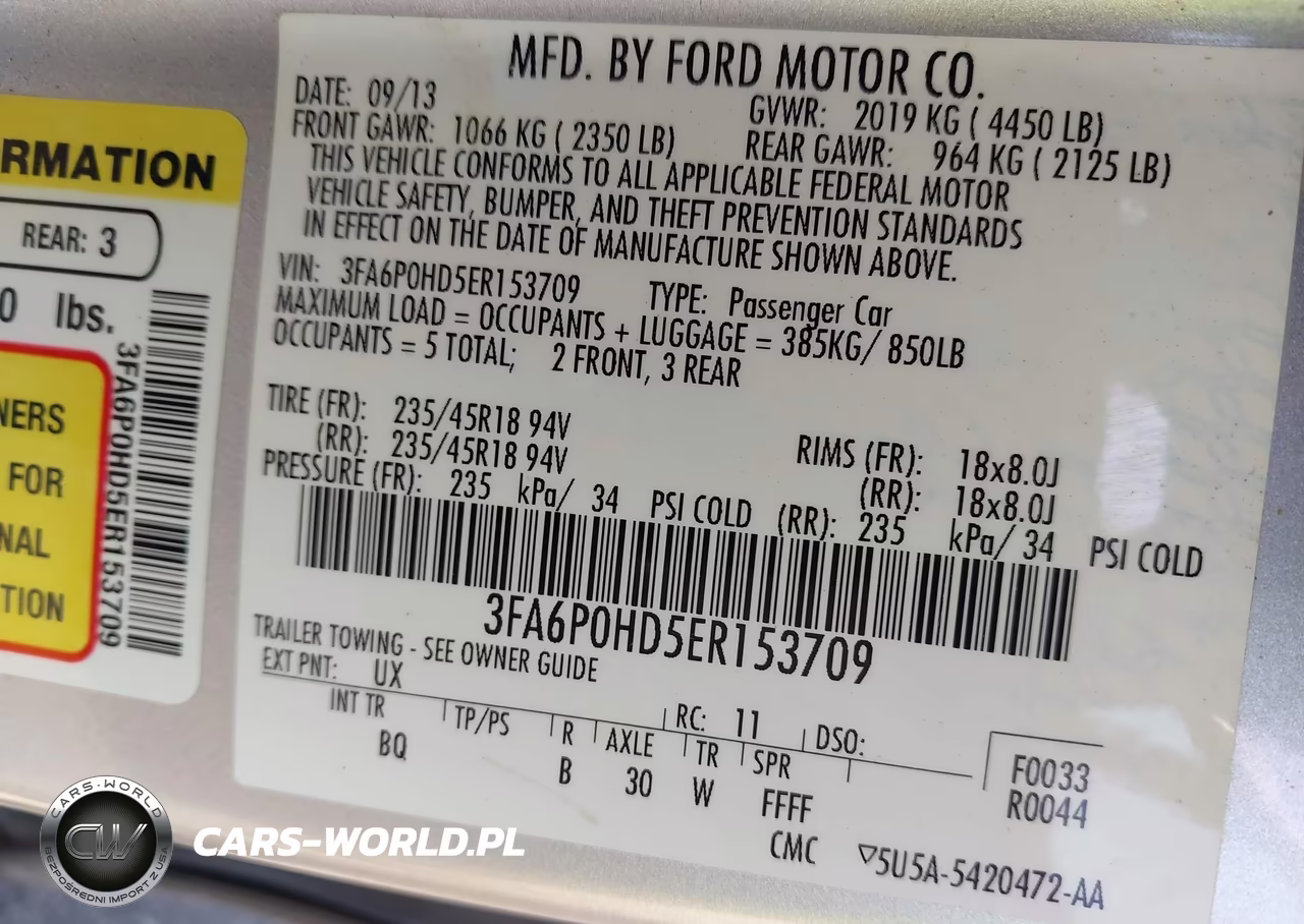 2014 Ford Fusion Se VIN:3FA6P0HD5ER153709 - 9