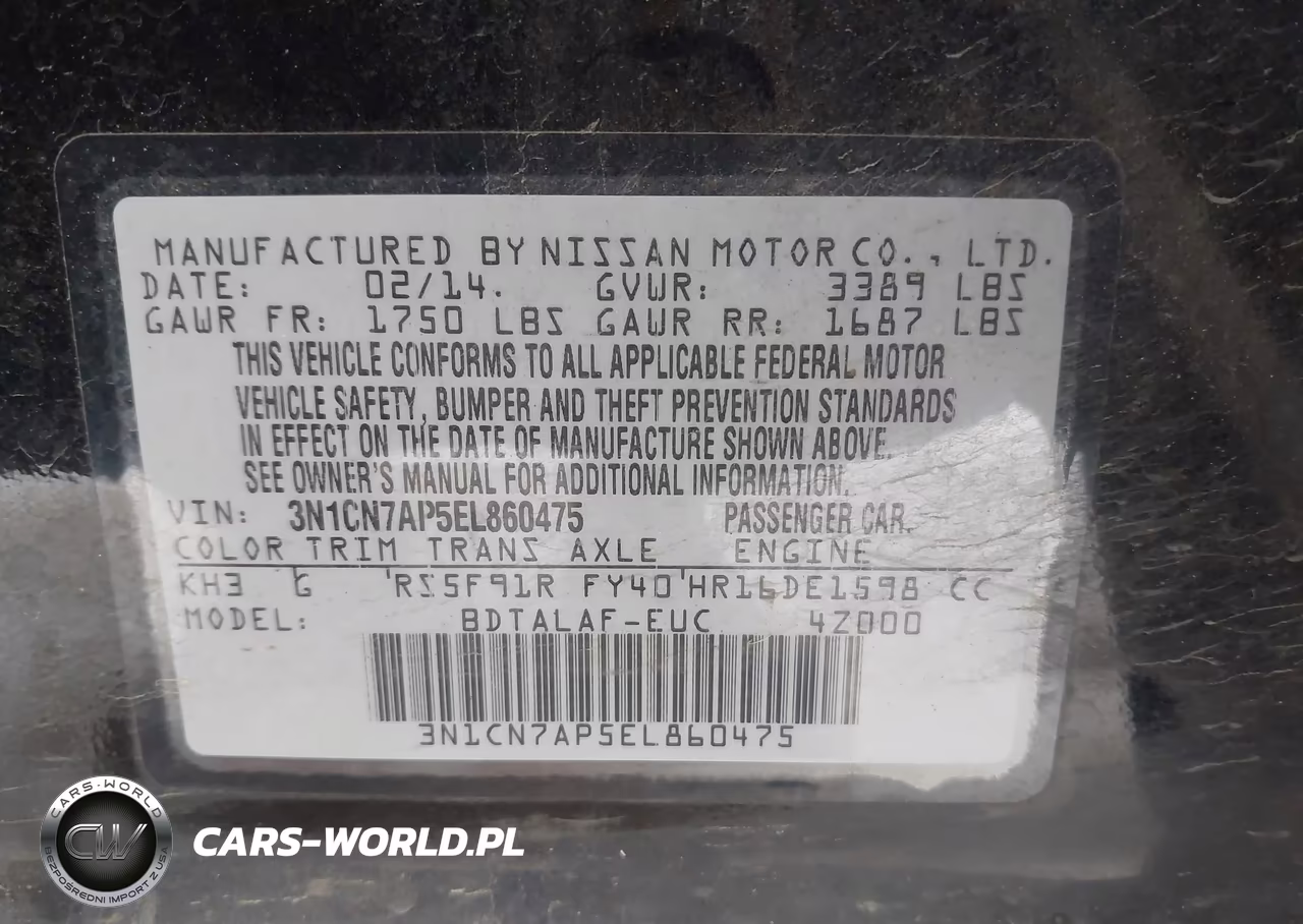 2014 Nissan Versa 1.6 S VIN:3N1CN7AP5EL860475 - 9