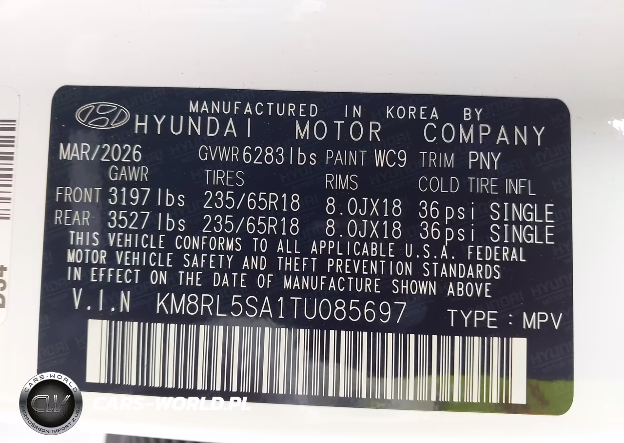 2026 Hyundai Palisade Hev Blue Sel 7P VIN:KM8RL5SA1TU085697 - 9