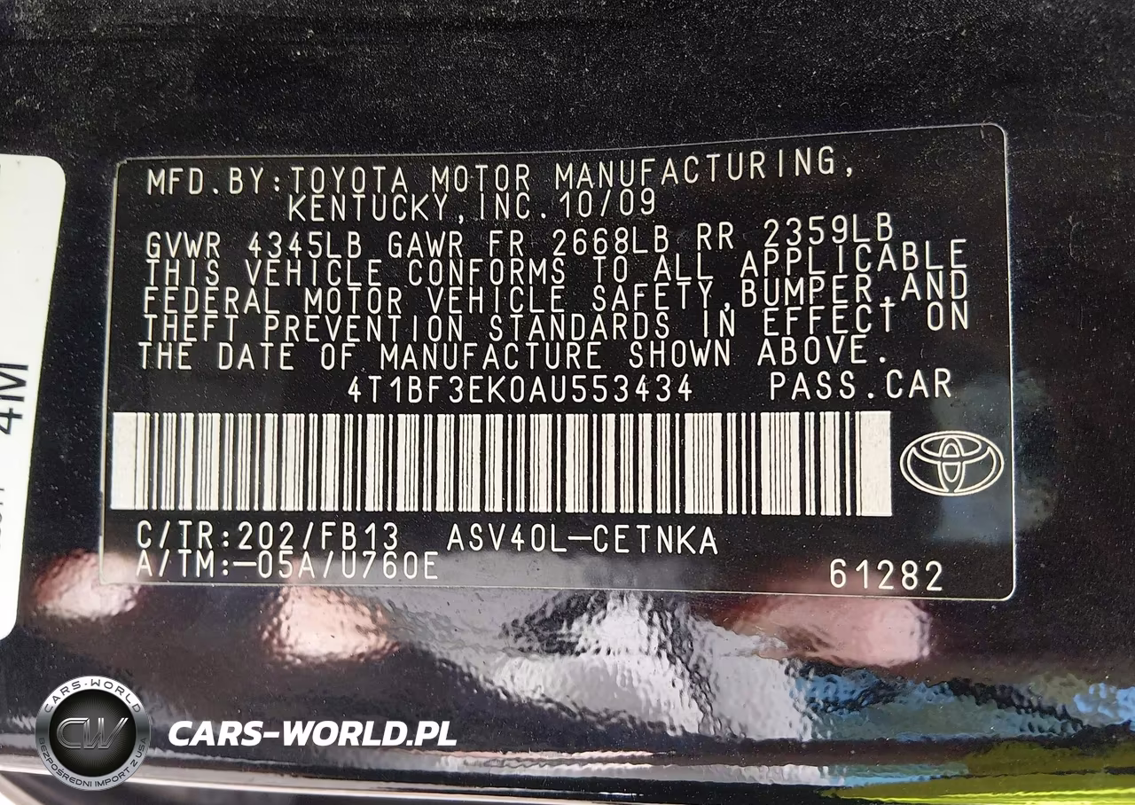 2010 Toyota Camry Le VIN:4T1BF3EK0AU553434 - 9