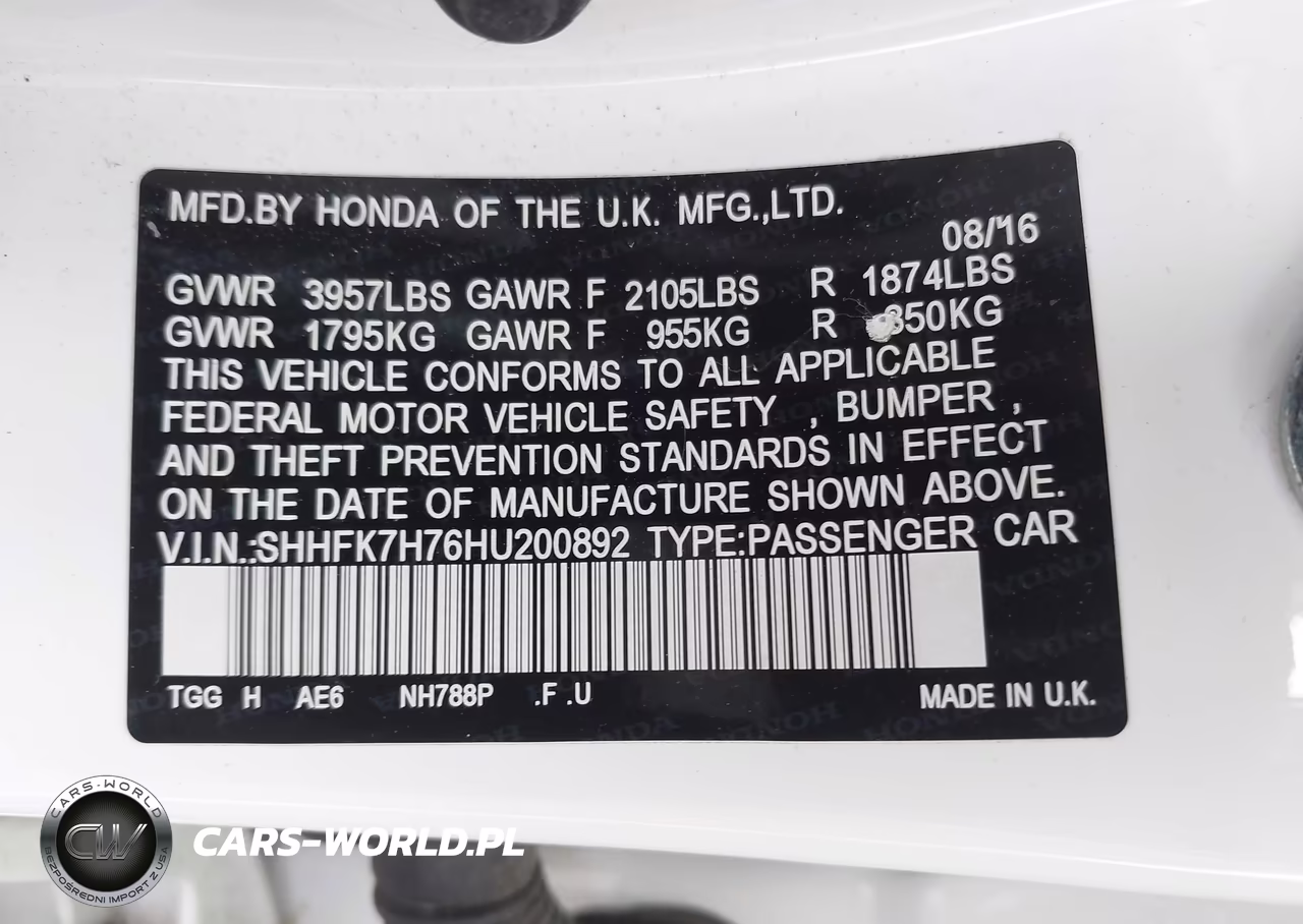 2017 Honda Civic Ex-L VIN:SHHFK7H76HU200892 - 9