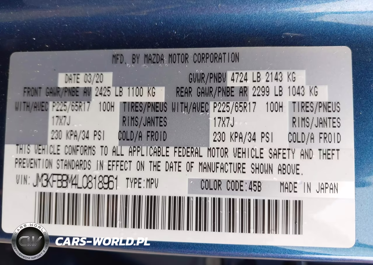 2020 Mazda Cx-5 Sport VIN:JM3KFBBM4L0818961 - 9