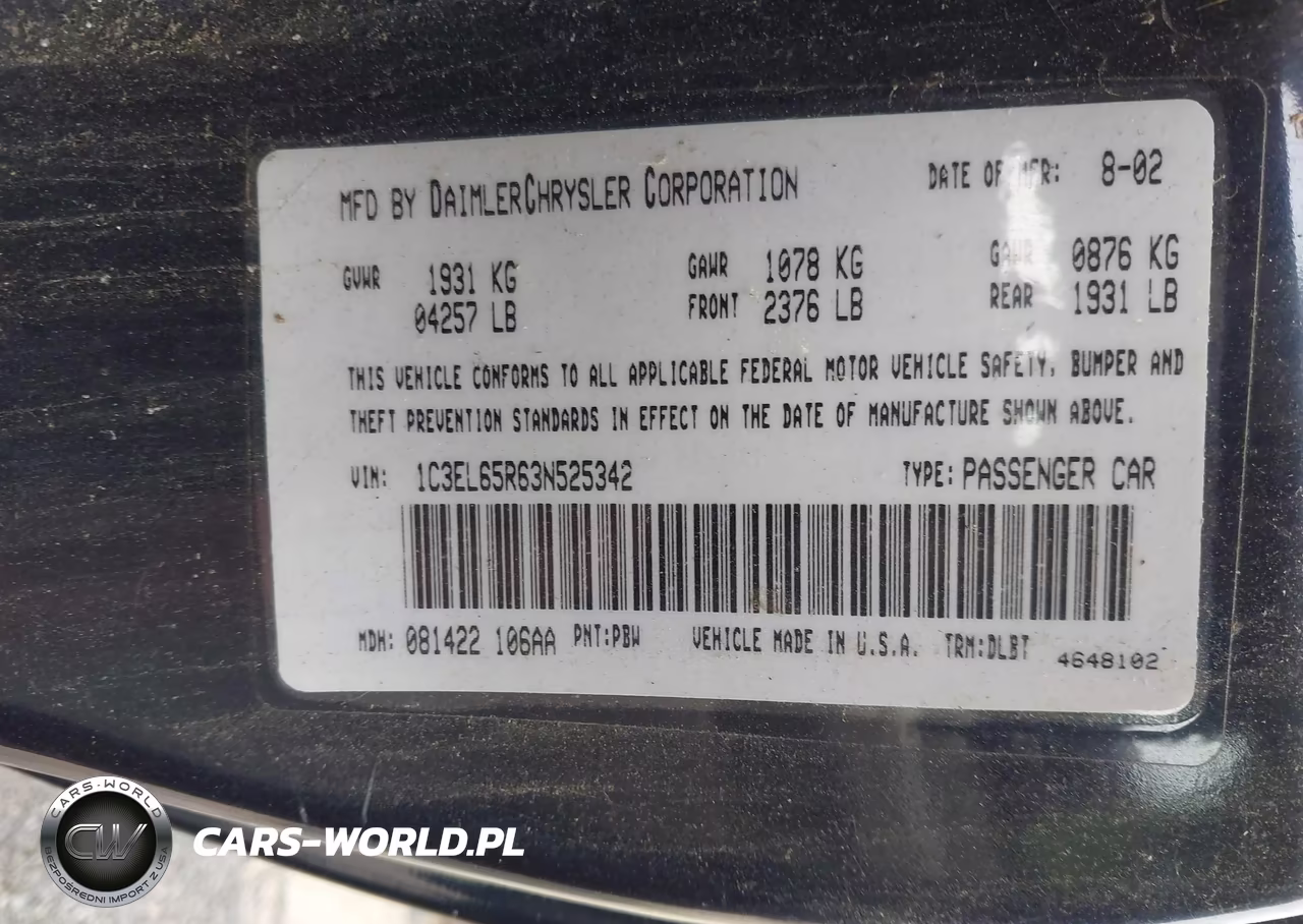 2003 Chrysler Sebring Limited VIN:1C3EL65R63N525342 - 9