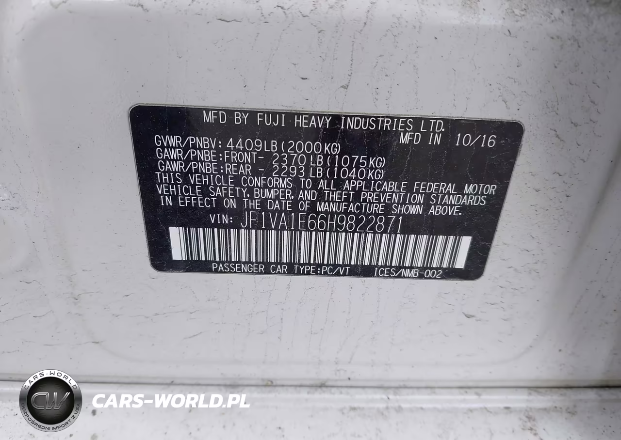 2017 Subaru Wrx Premium VIN:JF1VA1E66H9822871 - 9