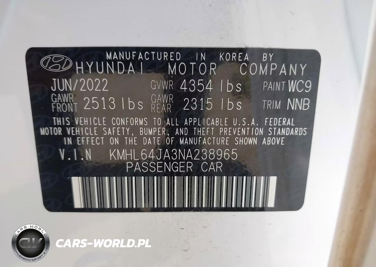 2022 Hyundai Sonata Sel VIN:KMHL64JA3NA238965 - 9