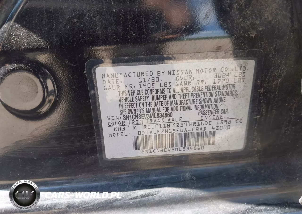 2021 Nissan Versa Sv Xtronic Cvt VIN:3N1CN8EV3ML834860 - 9